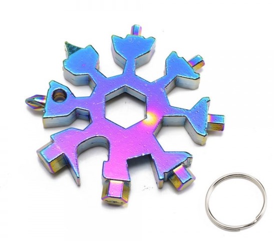 картинка Мультитул-брелок "Снежинка" 18 в 1 - неохром магазин  StreetTuning 