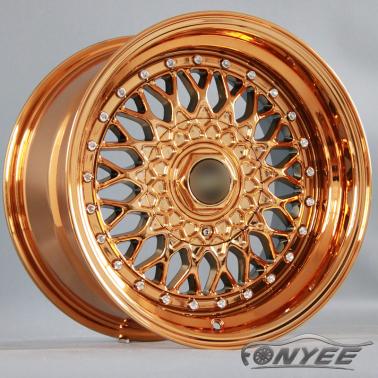 картинка Новые диски BBS RS R17 4X100/4X114,3 ET15 J10 золото хром + серебристые болтики магазин  StreetTuning 