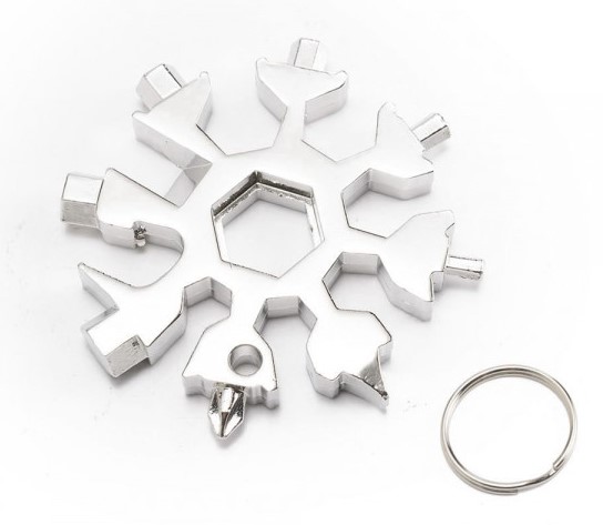 картинка Мультитул-брелок "Снежинка" 18 в 1 - серебристый магазин  StreetTuning 