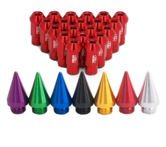 картинка Комплект гаек Blox style красные 80 мм , с разноцветными наконечниками М12 х 1.5 магазин  StreetTuning 