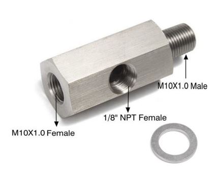 картинка Адаптер под сенсор температуры/давления масла, резьба - Папа 1/8 BSPT, мама 1/8 BSPT,  мама 1/8 NPT магазин  StreetTuning 