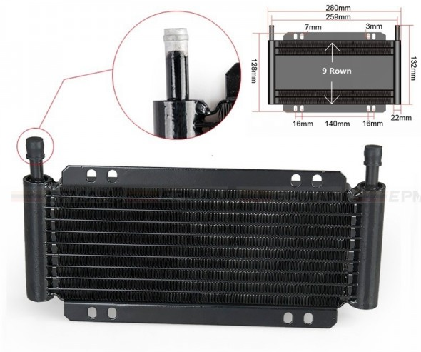 картинка Масляный радиатор трансмиссионный, 600 серия. черный, 9 рядов магазин  StreetTuning 
