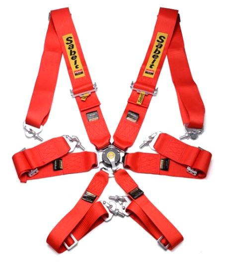 картинка 6-ти точечный ремень безопасности Sabelt Style, красный магазин  StreetTuning 