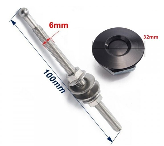 картинка Замки для капота железные M32 x 100 мм, черные магазин  StreetTuning 
