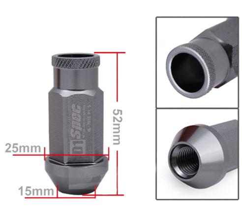 картинка Комплект гаек D1 Spec 52 мм, серебряные М12 х 1.25 магазин  StreetTuning 
