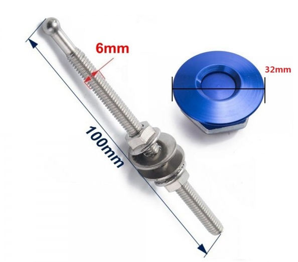 картинка Замки для капота железные M32 x 100 мм, синие магазин  StreetTuning 