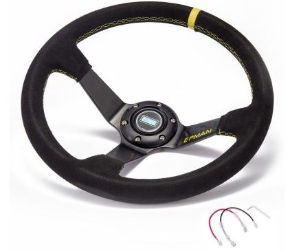 картинка Спортивный руль Epman замша с желтой вставкой магазин  StreetTuning 