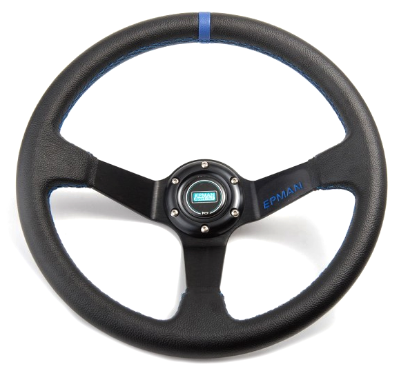 картинка Спортивный руль Epman кожаный с синей вставкой магазин  StreetTuning 