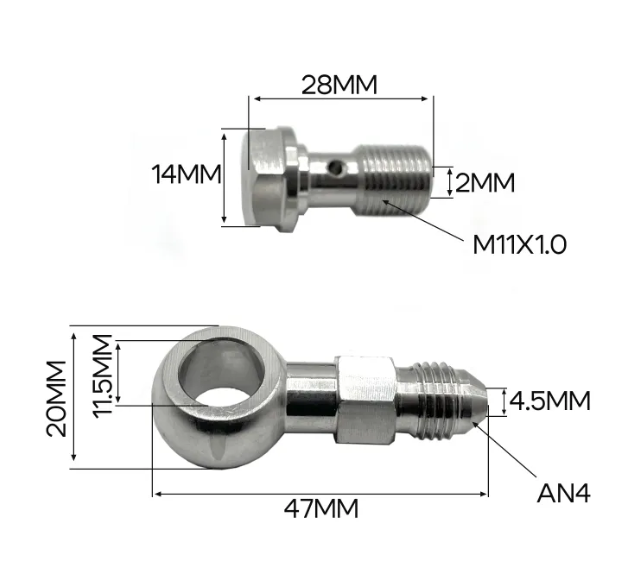 картинка Банжо-фитинг AN4, 0 гр с банжо-болтом 11х1.0 магазин  StreetTuning 