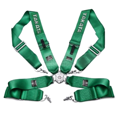 картинка Ремень безопасности 4-х точечный TAKATA Style Camlock , зеленый магазин  StreetTuning 