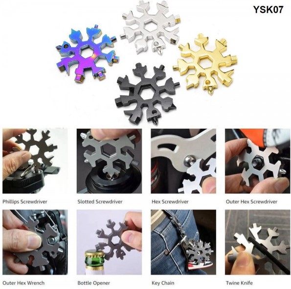 картинка Мультитул-брелок "Снежинка" 18 в 1 - неохром магазин  StreetTuning 