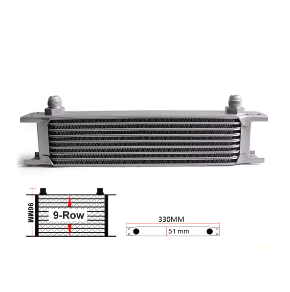 картинка Масляный кулер 9-ти рядный, под фитинг AN8, цвет серый. магазин  StreetTuning 