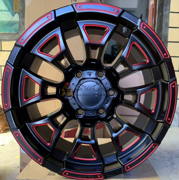 картинка Диски Anzoo FBX088 R17 J9 ET10 6X114,3 black matt + red магазин  StreetTuning 