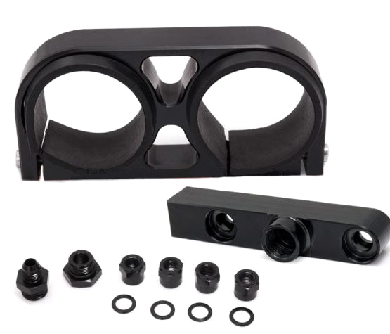 картинка Двойной брегет Epman для установки 2-ух топливных насосов 60 мм , черный. магазин  StreetTuning 