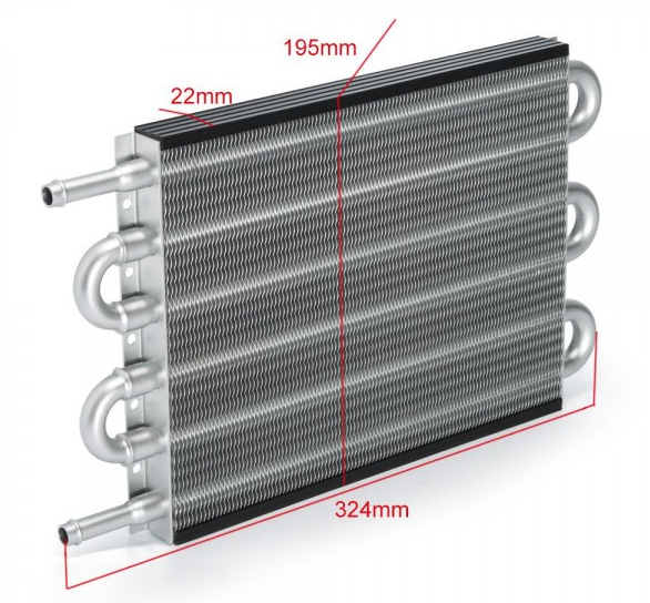 картинка Масляный радиатор трансмиссионный 324 х 195 х 22, 6 рядов магазин  StreetTuning 