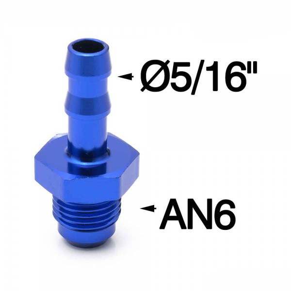 картинка Фитинг адаптер переходник папа AN6 - папа 5/16 ( 8 мм) магазин  StreetTuning 