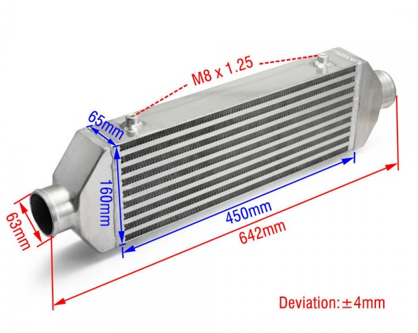 картинка Интеркулер 460 x 160 x 65, вход/выход - 63 мм магазин  StreetTuning 