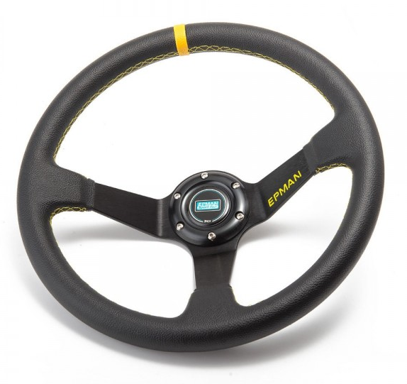 картинка Спортивный руль Epman кожаный с желтой вставкой магазин  StreetTuning 