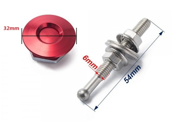 картинка Замки для капота железные M32 x 54 мм, красные магазин  StreetTuning 