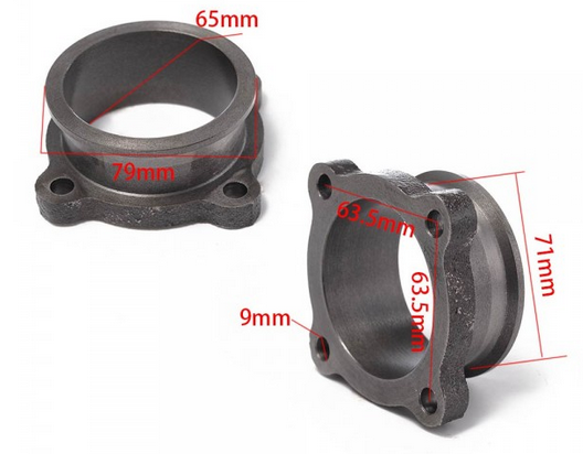 картинка Фланец для турбин переходной с 2.5 дюйма 4 болта, на V-Band 2,5 дюйма магазин  StreetTuning 