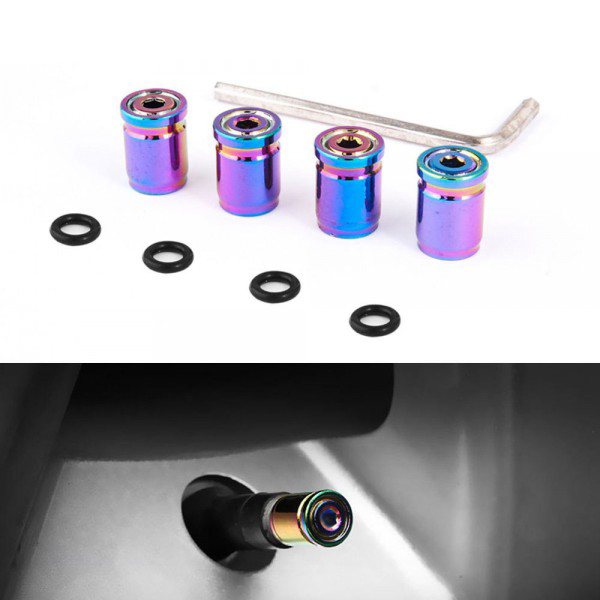 картинка Колпачки на ниппеля, под 6-гранник, цвет неохром магазин  StreetTuning 