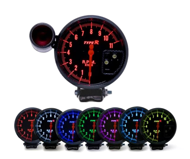 картинка Тахометр Type-R с шифт лампой 5-юймов, черный под карбон магазин  StreetTuning 