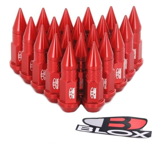 картинка Комплект гаек Blox style с наконечником 80 мм , красные М12 х 1.5 магазин  StreetTuning 