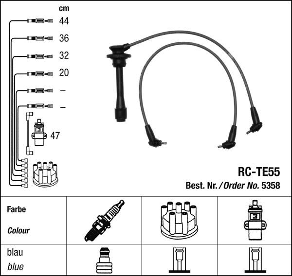 картинка Провода зажигания NGK RC-TE 55 5358 RC-TE55 для Toyota Corolla,Levin магазин  StreetTuning 