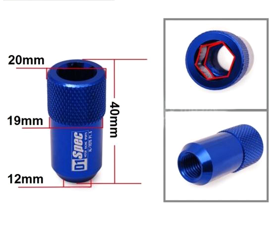 картинка Комплект гаек D1 Spec 40 мм, синие М12 х 1.25 магазин  StreetTuning 