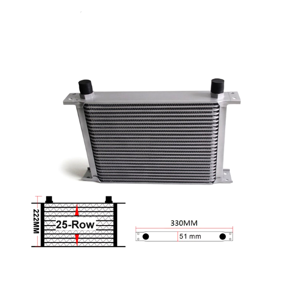 картинка Масляный радиатор 25 рядов, под фитинг AN10, серый 330x222x51 мм магазин  StreetTuning 