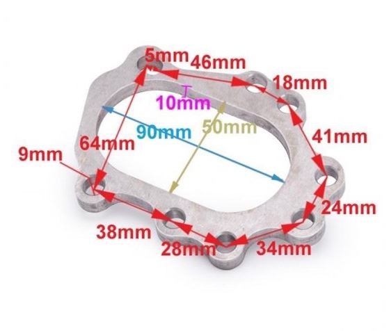 картинка Фланец под турбину GT25 / GT28R / GT28RS и T25 / T28 магазин  StreetTuning 