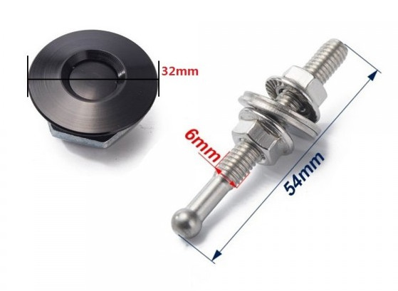 картинка Замки для капота железные M32 x 54 мм, черные магазин  StreetTuning 