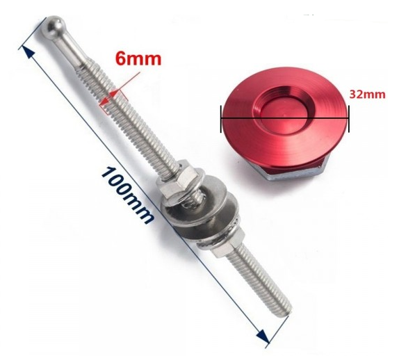картинка Замки для капота железные M32 x 100 мм, красные магазин  StreetTuning 