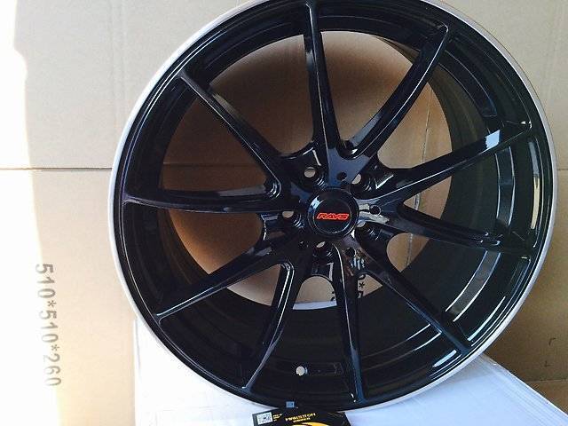 картинка Новые диски Rays G25 R19 5X120 ET33 J9,5 черные глянцевые + серебристая окантовка магазин  StreetTuning 