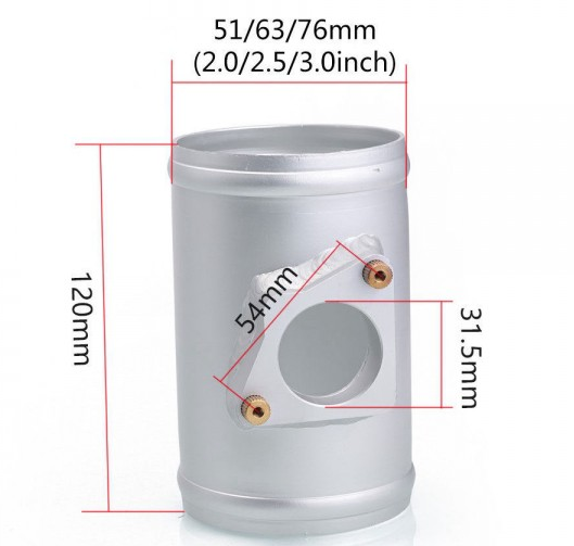картинка Пайп-адаптер под датчик ДМРВ Toyota/Mazda/Subaru для нулевика, 76 мм магазин  StreetTuning 