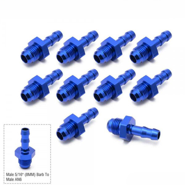 картинка Фитинг адаптер переходник папа AN6 - папа 5/16 ( 8 мм) магазин  StreetTuning 