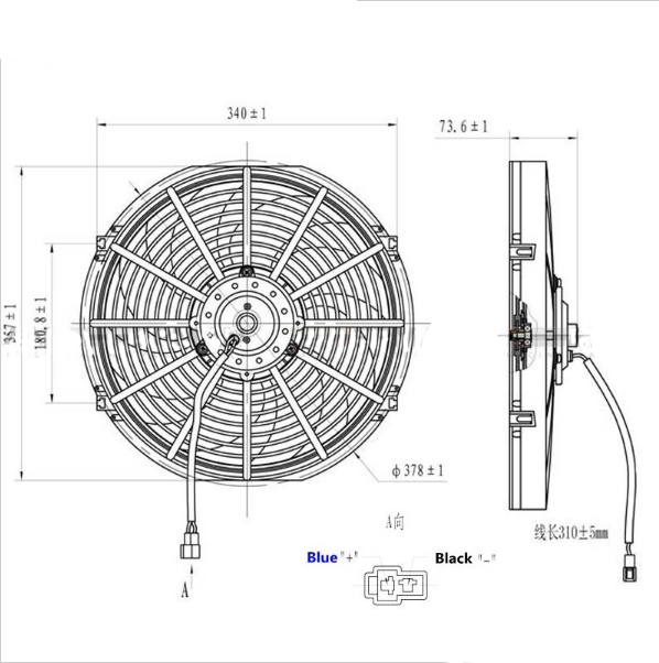 картинка Вентилятор охлаждающий универсальный 14" 120W 12V 378mm*357mm*74mm магазин  StreetTuning 