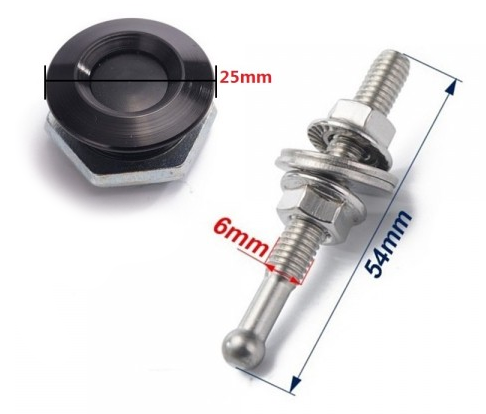 картинка Замки для капота железные M25 x 54 мм, черные магазин  StreetTuning 