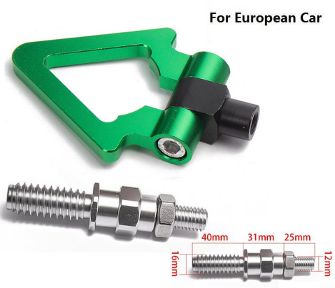 картинка Буксировочный крюк "Стрелка" для европейских авто, зеленый магазин  StreetTuning 