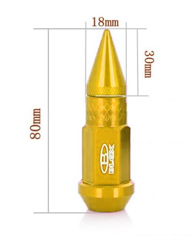 картинка Комплект гаек Blox style с наконечником 80 мм , золотые М12 х 1.5 магазин  StreetTuning 