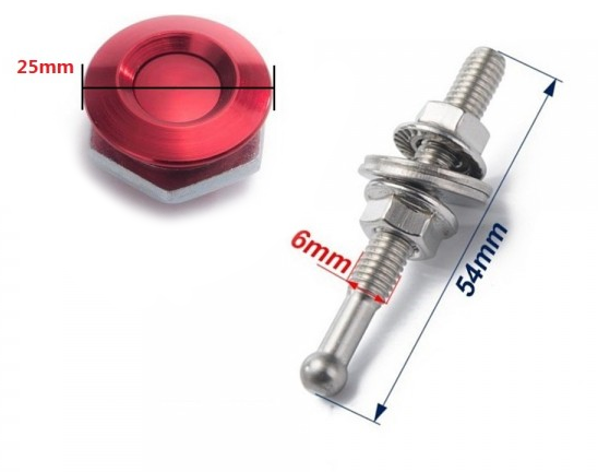 картинка Замки для капота железные M25 x 54 мм, красные магазин  StreetTuning 