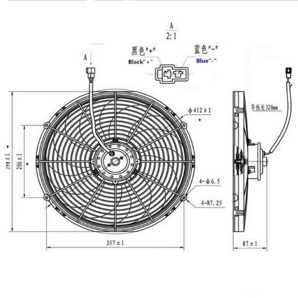 картинка Вентилятор охлаждающий универсальный 16" 140W 12V 412mm*398mm*87mm магазин  StreetTuning 