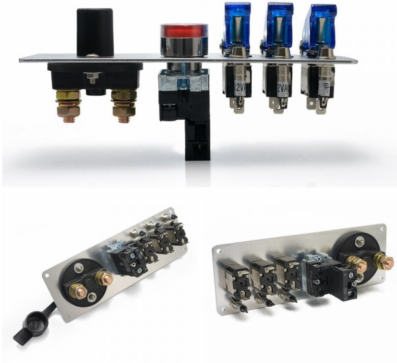 картинка Металлическая панель зажигания для двс, 5 в 1. красные тумблеры магазин  StreetTuning 