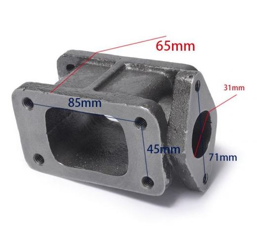 картинка Фланец под турбину T3-Т3 с адаптером для  Wastegate 38мм (5Болтов) магазин  StreetTuning 