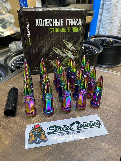 картинка Комплект гаек пики (пули) Starleks, 1/2, цвет неохром, 20 шт. магазин  StreetTuning 