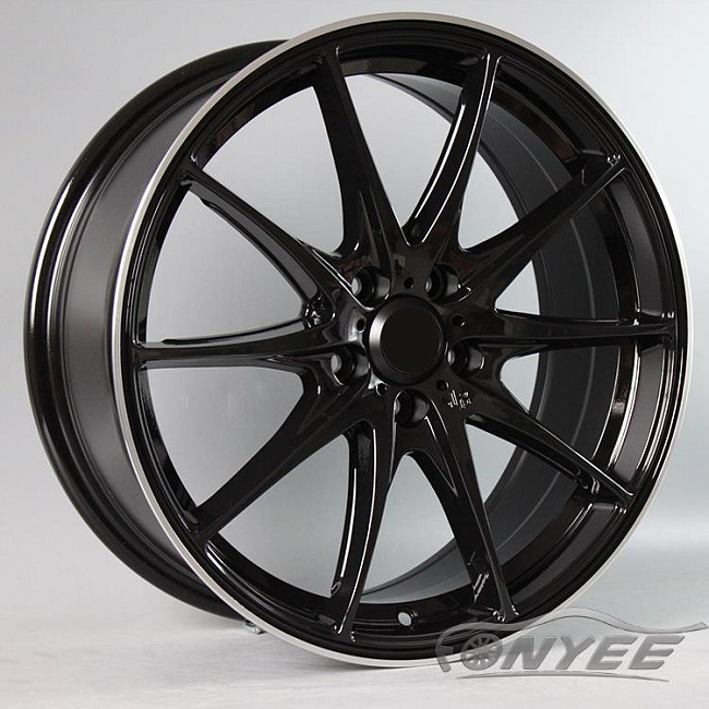 картинка Новые диски Rays G25 R19 5X120 ET33 J9,5 черные глянцевые + серебристая окантовка магазин  StreetTuning 