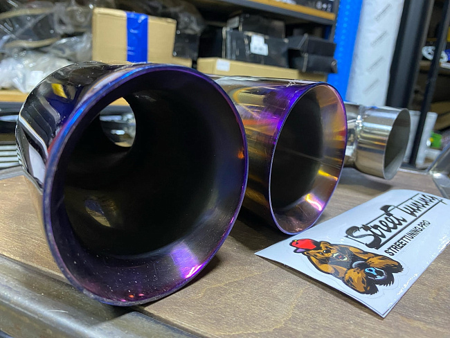 картинка Насадки на глушитель HKS Style двойные комплект- 2 шт 63 х 89 мм магазин  StreetTuning 