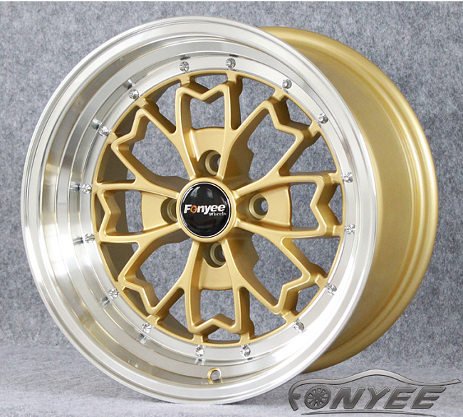 картинка Новые диски Fonyee 552 R15 4X100 ET20 J8 золото + полированная полка магазин  StreetTuning 