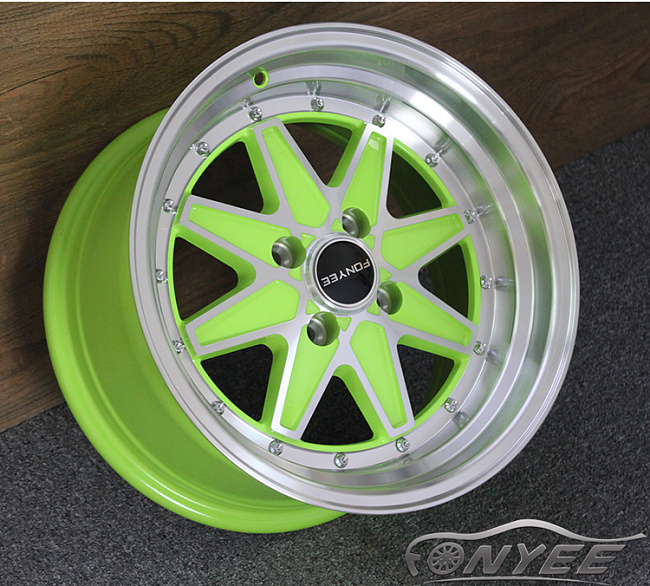 картинка Новые диски SSR Jilba Racing R15 4X100 ET20 J8,25 зеленый + серебро магазин  StreetTuning 