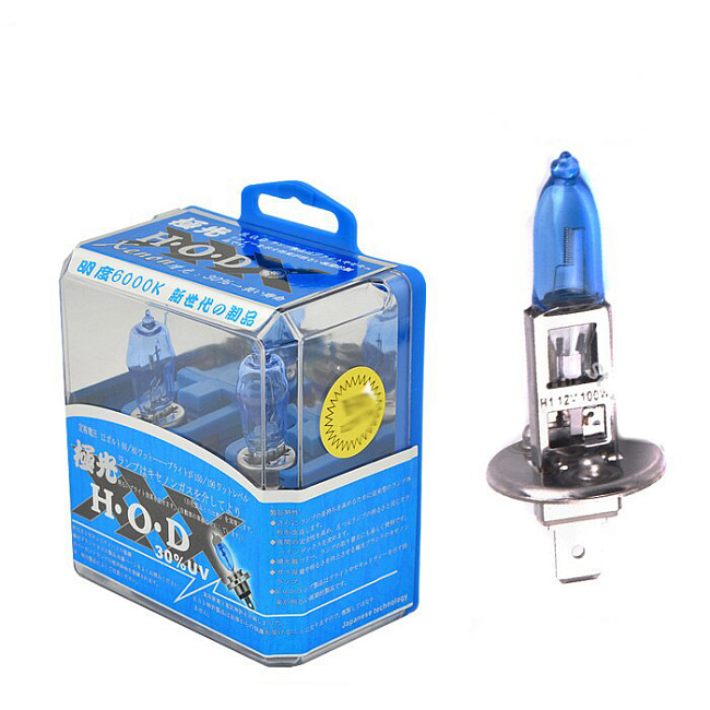 картинка Галогеновые лампочки HOD H1 100W 12V (2ШТ) 6000k магазин  StreetTuning 